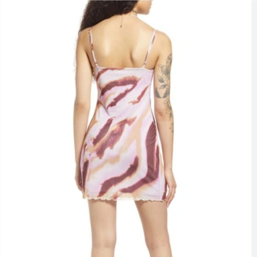 Lace Cami Mesh Minidress in purple mineral abstract Size: Medium NWT - Picture 2 of 12